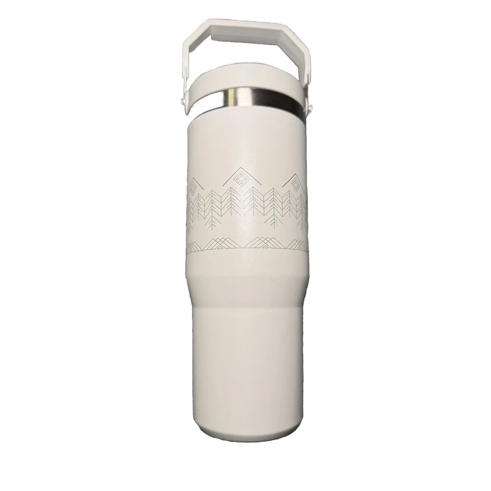 Stanley 30 oz Winterscapes The Iceflow Flipstraw Tumbler Pale Stone ECU - Picture 3 of 11